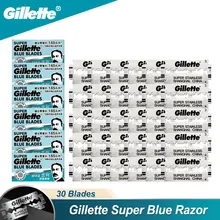 Gillette – lames de rasoir pour hommes, Super bleu, Double tranchant, en acier inoxydable, têtes pour tourelle traditionnelle, nouveau