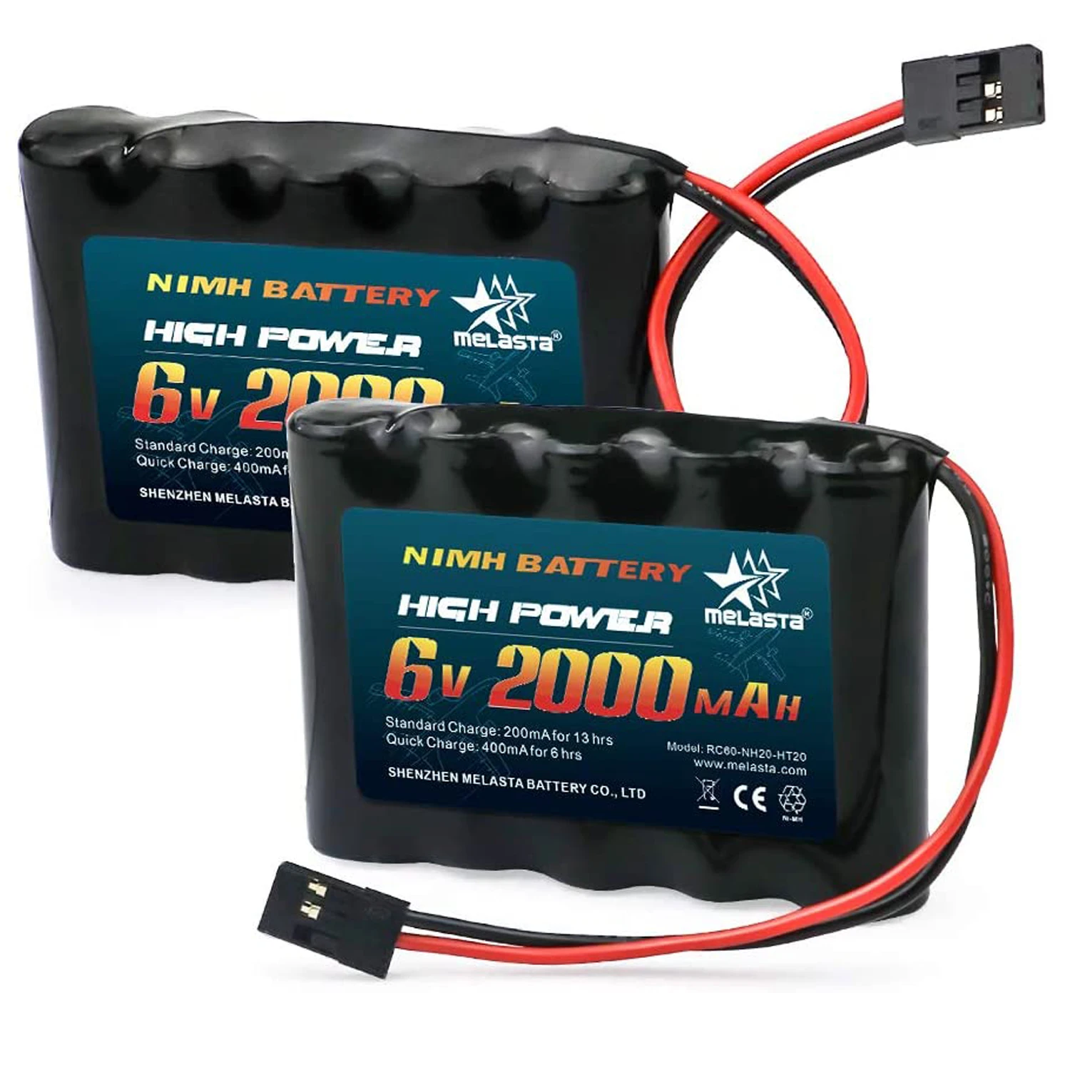 2pack 6V 2000mAh NiMH RC Receiver Battery for Futaba RC Airplane Servo Controller Radio Transmitter Rechargeable