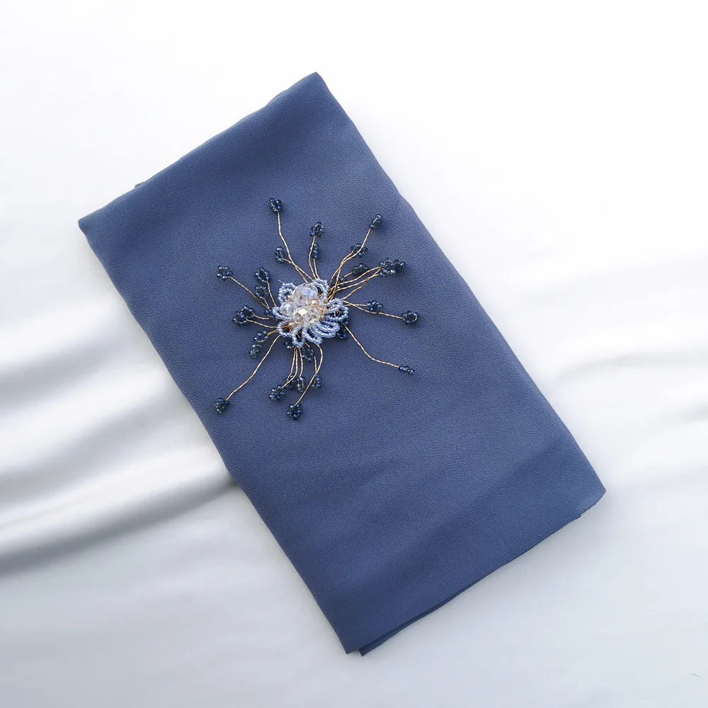 

Kalenmos 2021 Bead Flower Pearl Women's Hijabs Chiffon Breathable Muslim Fashion Scarf Solid Color Head Wrap Dubai Head Wrap