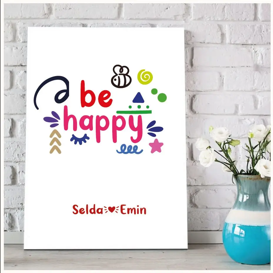 

Персонализированные Be Happy дизайн холстяные вещи для Table-M106