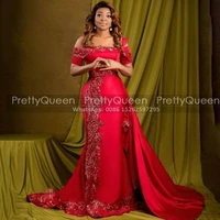 sparkly sequins mermaid prom dresses with appliques streamer off shoulder aso ebi arabic women red carpet celebrity dress party