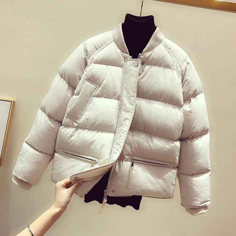 

EORUTCIZ Winter Oversize Women Parka Short Streetwear Coat Warm Thick Harajuku Casual Autumn Slim Vintage Jacket LM947