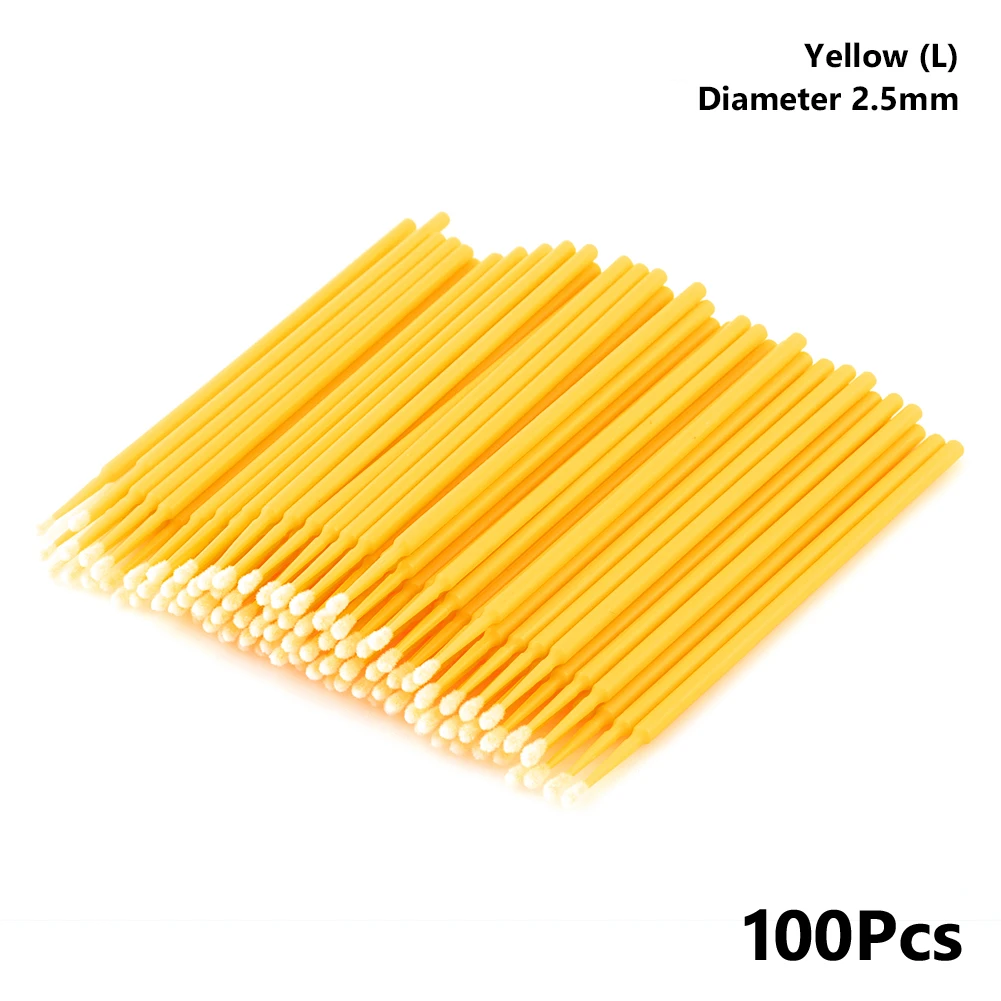 Yellow Bag 100 шт одноразовые красочные ватные тампоны щетка для ресниц очищающий тампон горячее естественное приспособление для снятия ресниц комплект микрочипов татуировки - Цвет: Yellow Bag