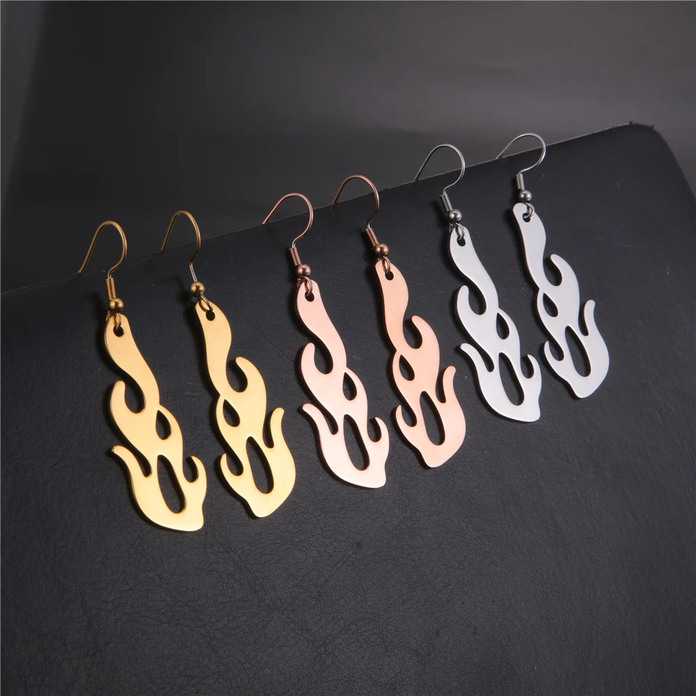 

LIKGREAT Punk Flame Charms Bracelets Clavicle Hip Hop Flame Rock Chain for Men Women Oorbellen Collar Metal Jewelry Gifts Party