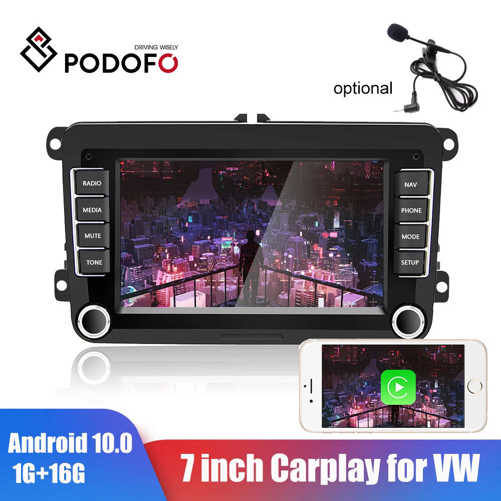 Автомагнитола Podofo мультимедийный плеер на Android с GPS для Volkswagen Skoda Octavia golf 5 6 touran passat