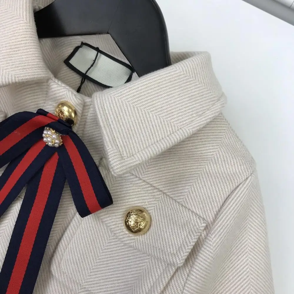 High quality New Grils Winter Coat Fashion Single Breasted White Kids Wool Coats Jacket Children Outerwear |