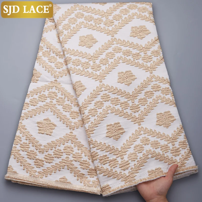 

SJD LACE African Lace Fabric Embroidery Flower Jacquard Brocade Organza French Tulle Lace Fabric For Wedding Party MaterialA2769