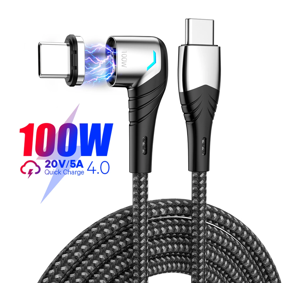 

100W PD USB Type C To USB C Magnetic Cable 5A Fast Charging QC4.0 3.0 Cable For Samsung S21 Xiaomi Redmi MacBook Pro Data Cord