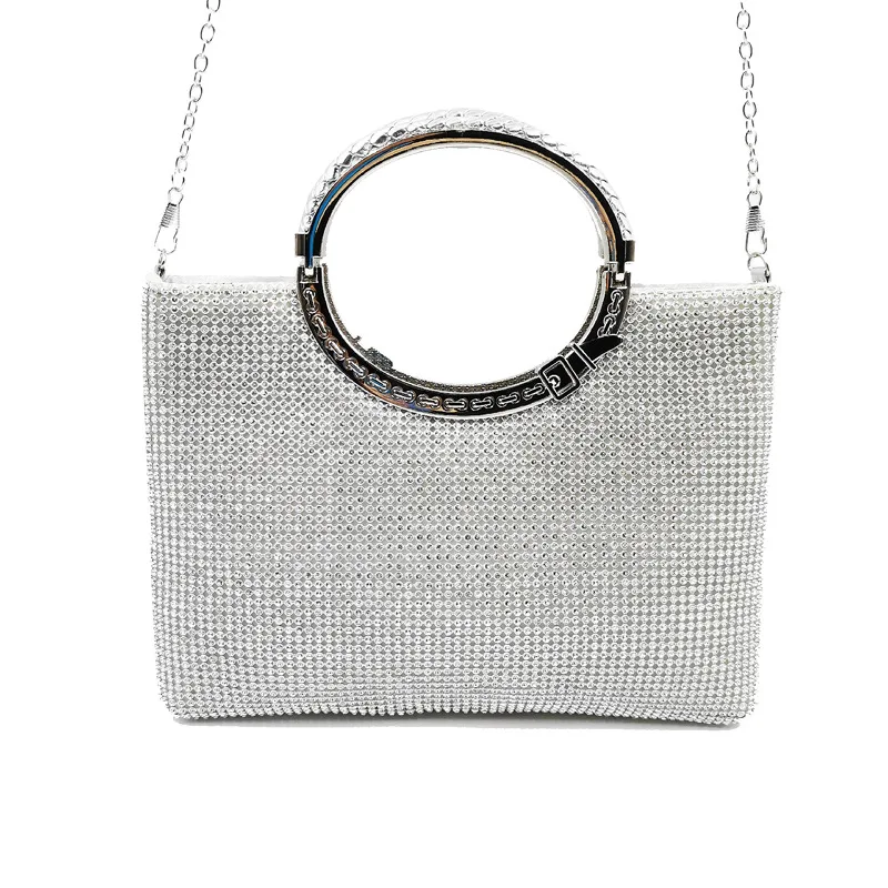 

European and American high-end foreign trade dinner bag rhinestone ring ring set diamond handbag ladies evening dinner bag