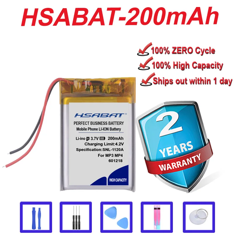 Аккумулятор 100% мА ч 200 для Bluetooth-гарнитуры MP3 MP4 3D очки смарт-браслет 601218 |