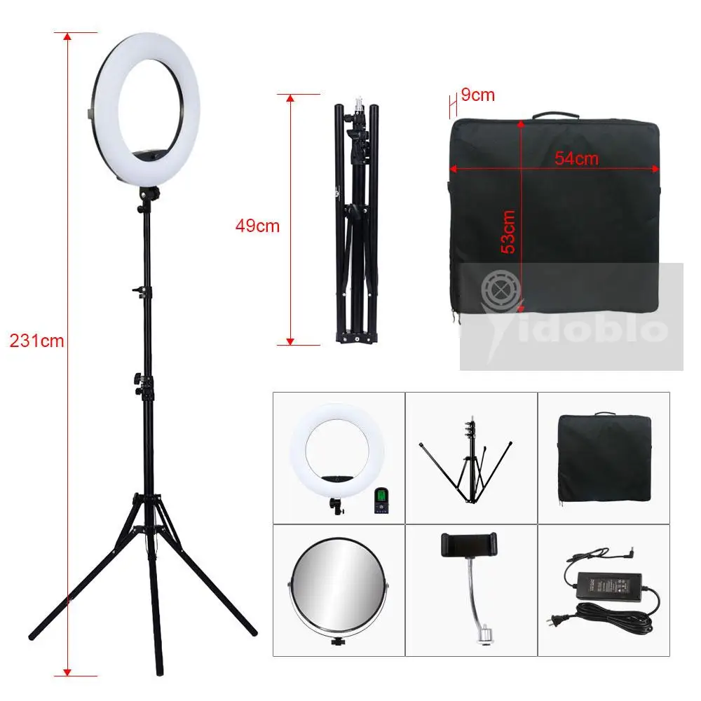 

Yidoblo FE-480II Studio Light 96W Bi-color Photo Studio LED Video Light Lamp LCD Display LED Ring Lamp