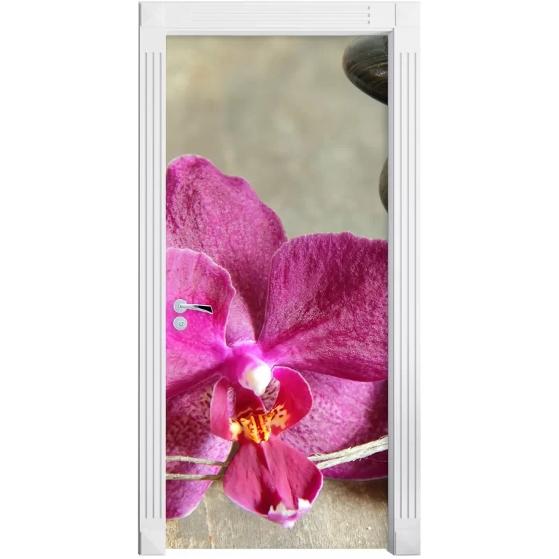 

Художественная 3D наклейка на дверь с принтом красных цветов, подарки «сделай сам», домашний декор, наклейки, самоклеящаяся Водонепроницаем...