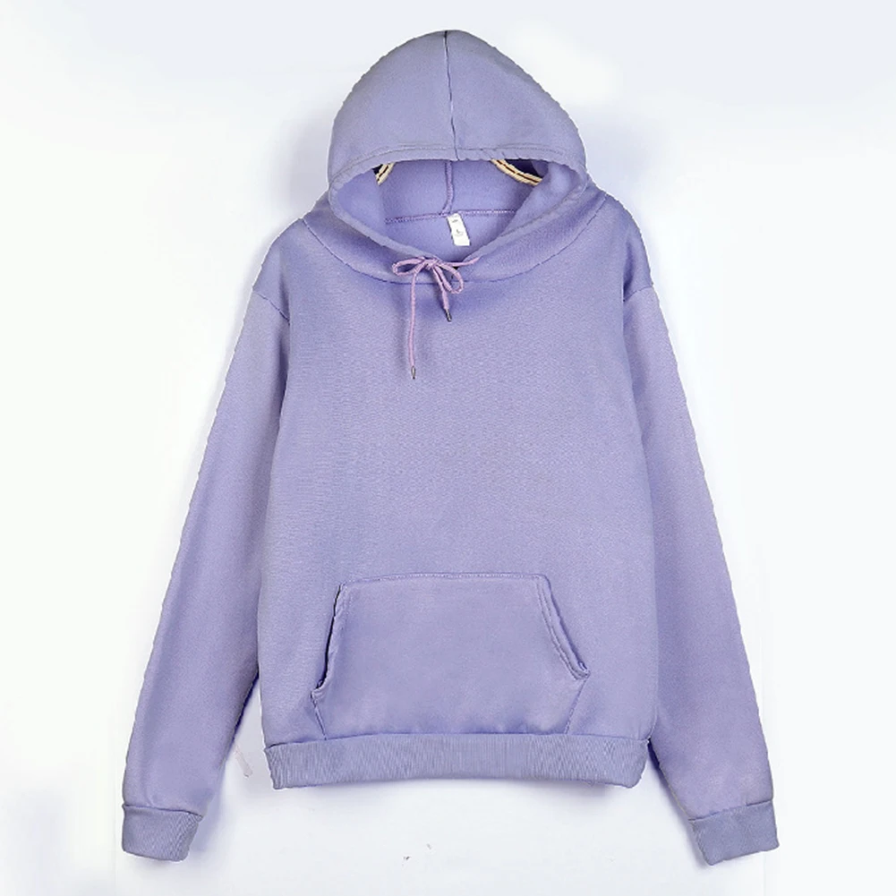 Women Autumn Winter Unisex Hoodie Solid Color Long Sleeve Hoodie Pocket Drawstring Loose sweatshirts for women bts 2020
