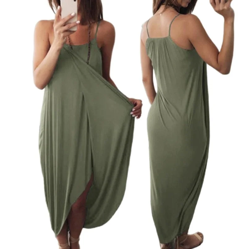 

Multiway Wrap Dress Summer Sexy Swing Irregular Hem Dress Straps Women Fashion 3xl Sukienka Plain Loose Stretch Dress Front Slit