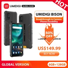 Umidigi bison nfc 6gb + 128gb ip68/ip69k impermeável robusto telefone 48mp matriz quad câmera 6.3 "fhd + display android 10 smartphone (2)