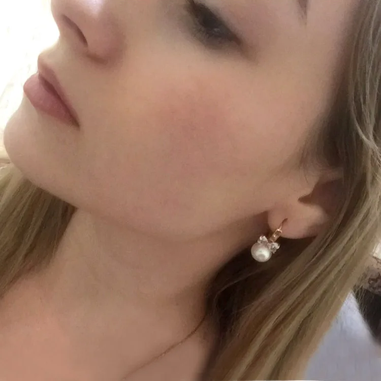 Женские серьги с пресноводным жемчугом в форме сердца кристаллами Золотые