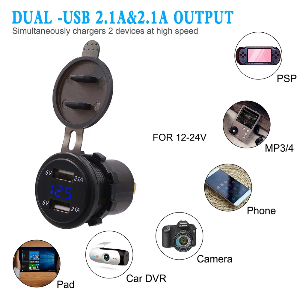 Дропшиппинг USB зарядное устройство 4.2A двойной порт с вольтметр светодиодный