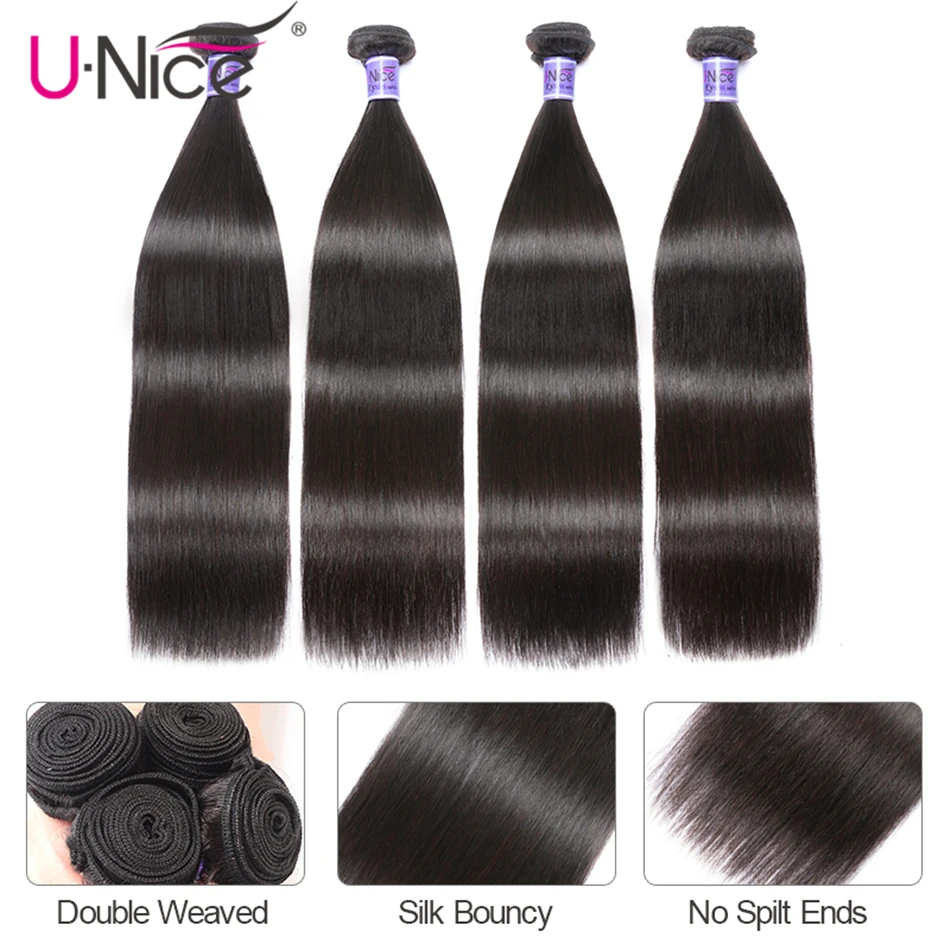 Волосы Unice бразильские волосы 3 пряди/4 пряди прямые/волнистые/кутикулы двойная