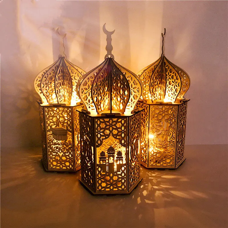 Деревянные светодиодсветодиодный лампы с лазерной резкой праздничный фонарь Happy