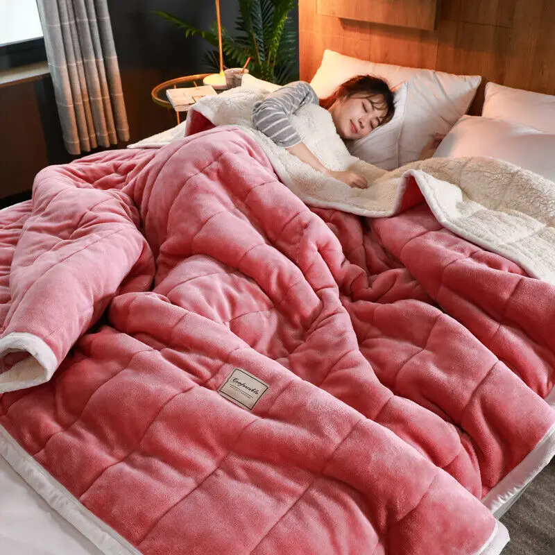 Стеганое фланелевое одеяло простыня королева король мягкое двухстороннее шерпа