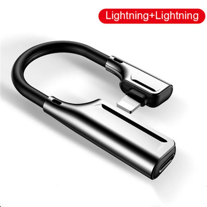 Lightning 2 в 1 аудио адаптер для iphone 3,5 мм Зарядка вызов оригинальные наушники разветвитель AUX разъем для iphone 6 7 8 Plus X XS MAX XR - Цвет: Lightning