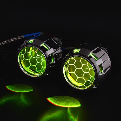 Honecomb Mask RGB RONAN 2,5 ''Ver8. 1 с синим покрытием би ксенон HID мини-проектор объектив H1 Автомобильная фара H4 H7 базовое переходное кольцо автомобильный Стайлинг модификация - Цвет: Honecomb Mask RGB