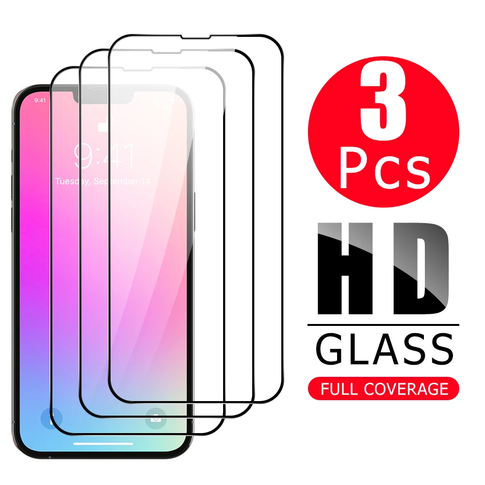 

3PCS Tempered Glass for iPhone 13 Pro Max Glass for iphone 13pro Max 13 mini Screen Protective Glass for iPhone 13 12 11 Pro Max