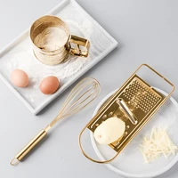 originality kitchen baking tool suit golden stainless steel whisk screening cup of scraper egg powder mixer stirring rotary 1pc