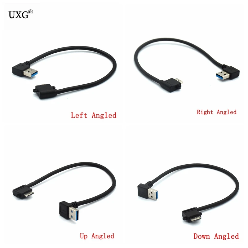 20 см USB 3 0 под прямым углом A Male к Micro B Мужской 10 пин короткий адаптер AM/MicroB кабель