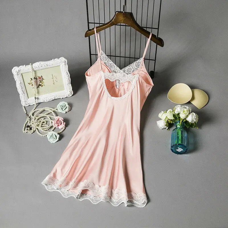 Модная ночная рубашка шелковый халат сексуальная женская с V образным вырезом