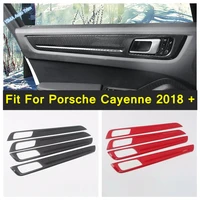 lapetus inner door armrest handle panel cover trim strip garnish red carbon fiber accessories for porsche cayenne 2018 2022