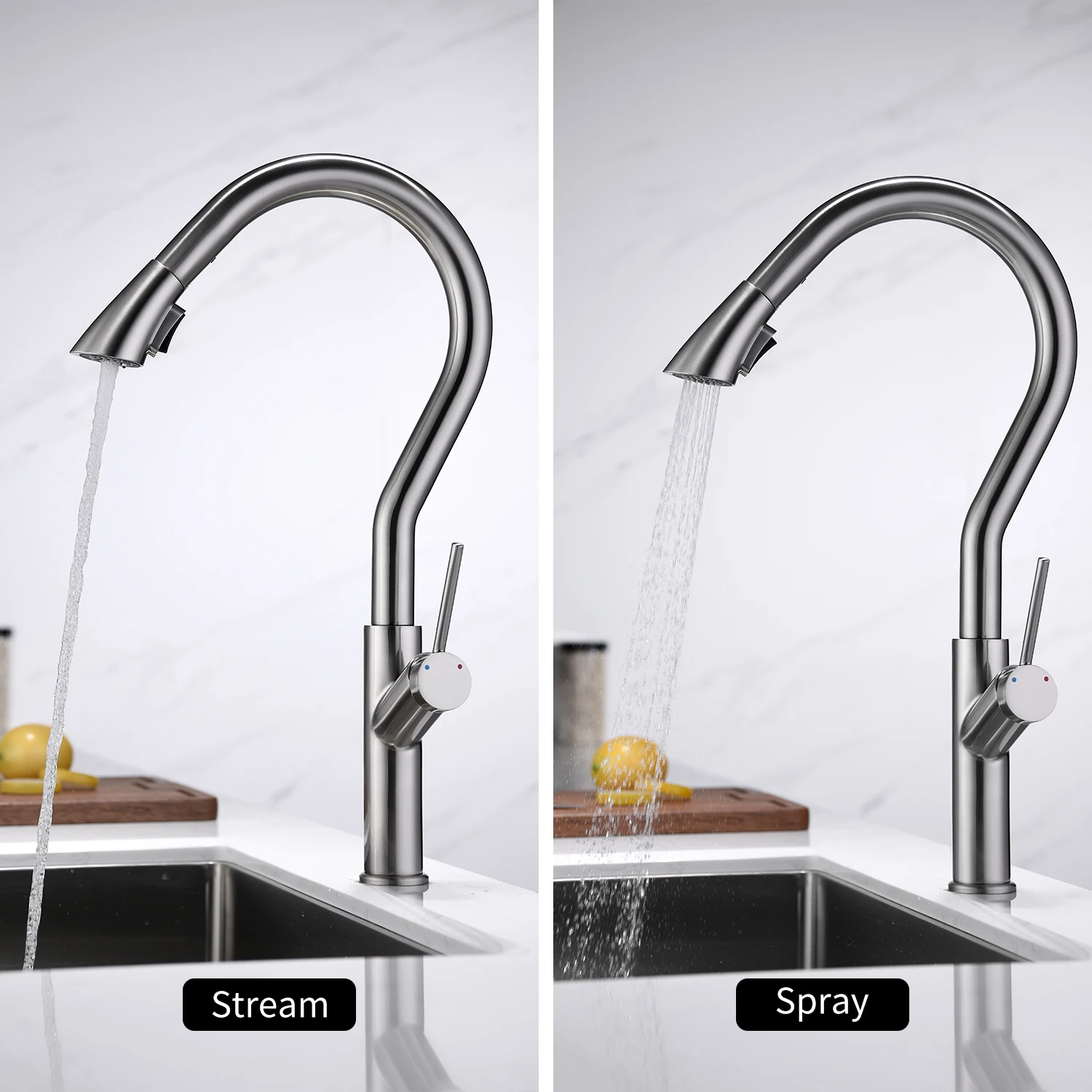 

New Kitchen Faucets With 2 Spray Modes Single-Handle High-Arc Swivel Rotatable Pull Down Bathroom Sink Sprayer Pull Out Faucets
