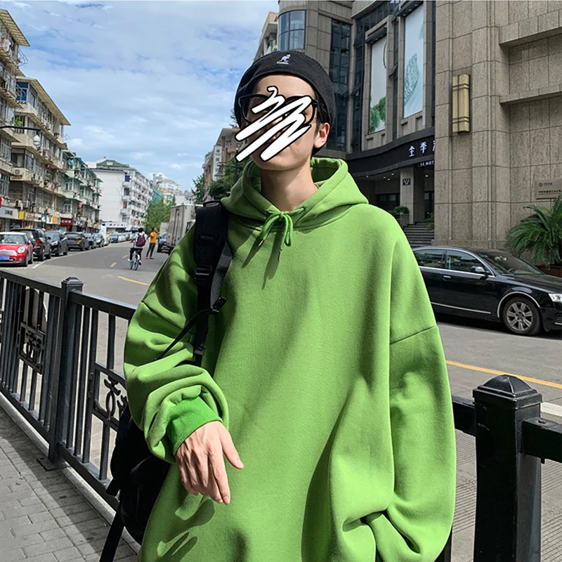 

Autumn Winter Men Hooded Hoodies Fashion Solid Color Sweatshirt Kpop Cotton Casual Hoodie Pullovers Couple Clothes Plus Size 5XL