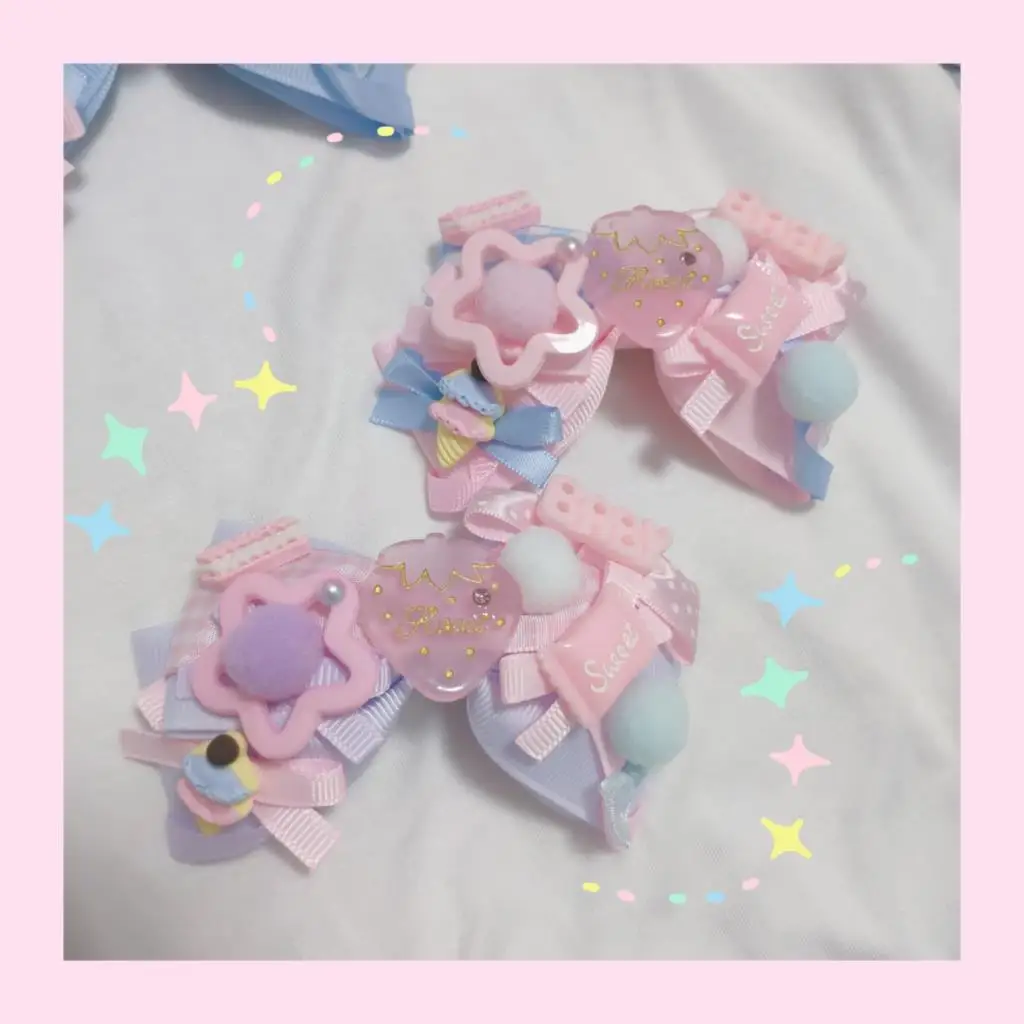 

Stars Colorful Lolita Sweet Side Clip Element Cute Bow Hair Clip Headdress
