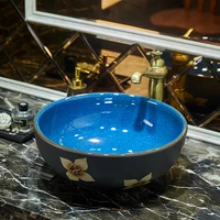 4115cm blue art sinks bathroom washing basin oval ceramic vessel above counter lavatary balcony basin sink