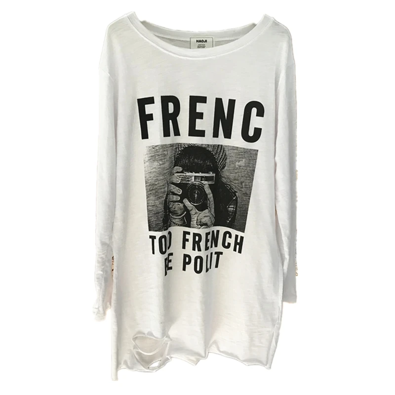 Футболка с длинными рукавами женская 2019 весна и осень Новый длинный абзац