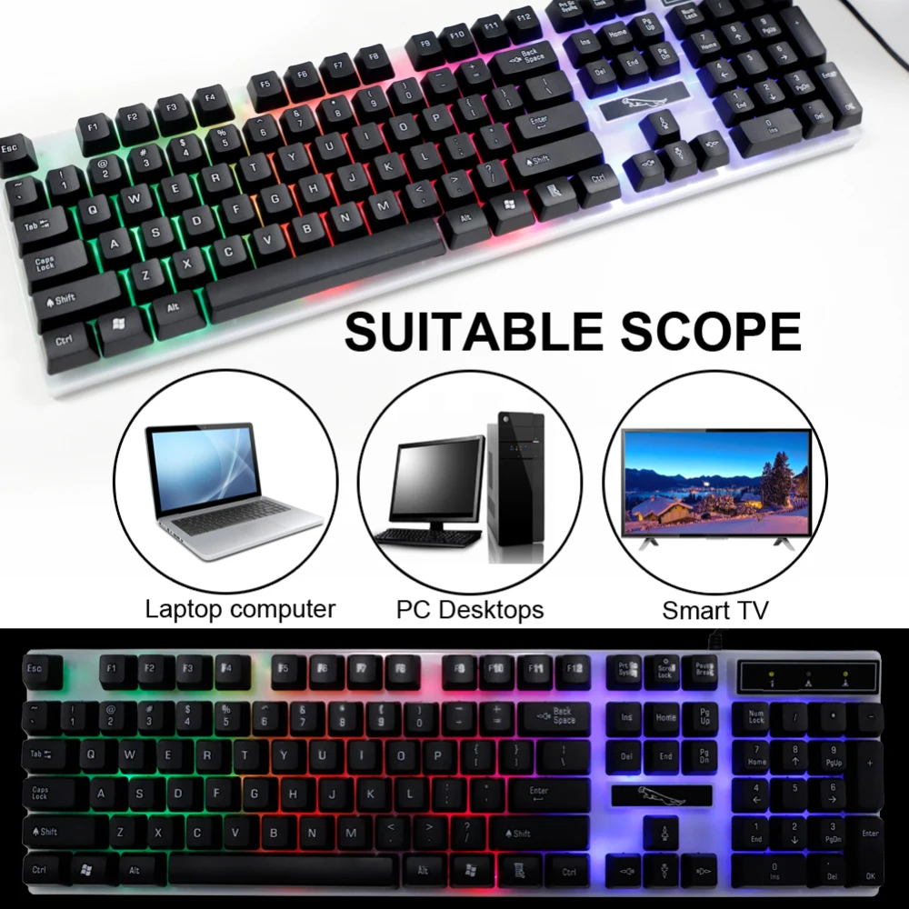 Gaming Keyboard 3D Mouse Kit with backlight keyboard Anti-slip Rainbow LED Wired USB Equipment Set For PC Laptop PS4 Xbox One