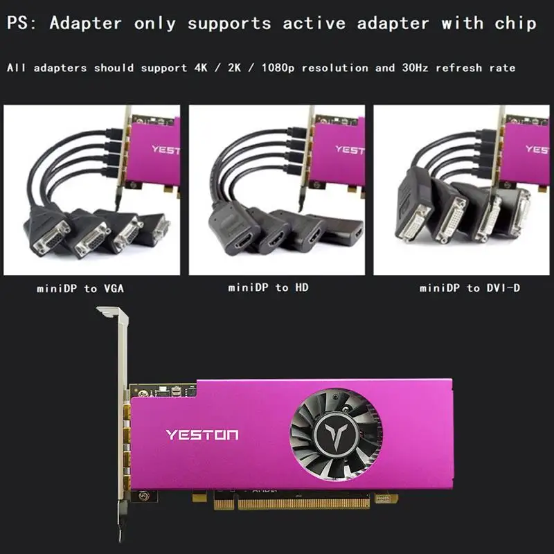 Günstig Yeston Grafikkarte R7 350 2G D5 4 COMPUTER-TV-ANSCHLUSSKABEL MINIDP 6-bildschirm Unterstützung Split Screen 750/4000MHz 2G/128bit/GDDR5 Mit 6 Mini DP Ports