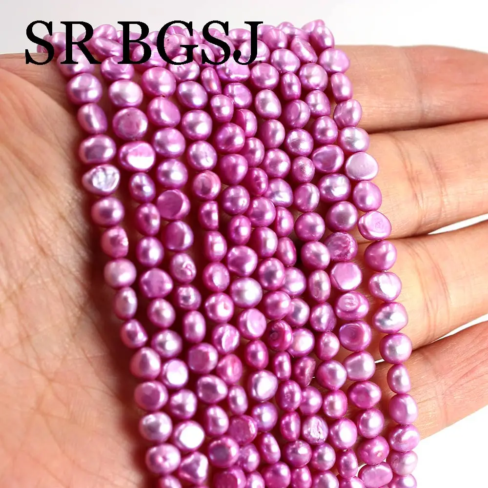 

Free Shipping 4-5mm Purple Natural Freshwater BAROQUE Potato Pearl Loose Jewelry DIY Seed Spacer Beads 14"