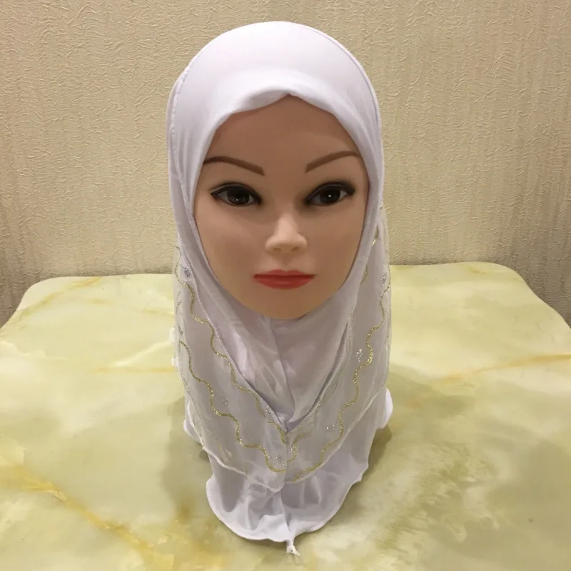 Мусульманский детский хиджаб для девочки исламский головной платок кружевной