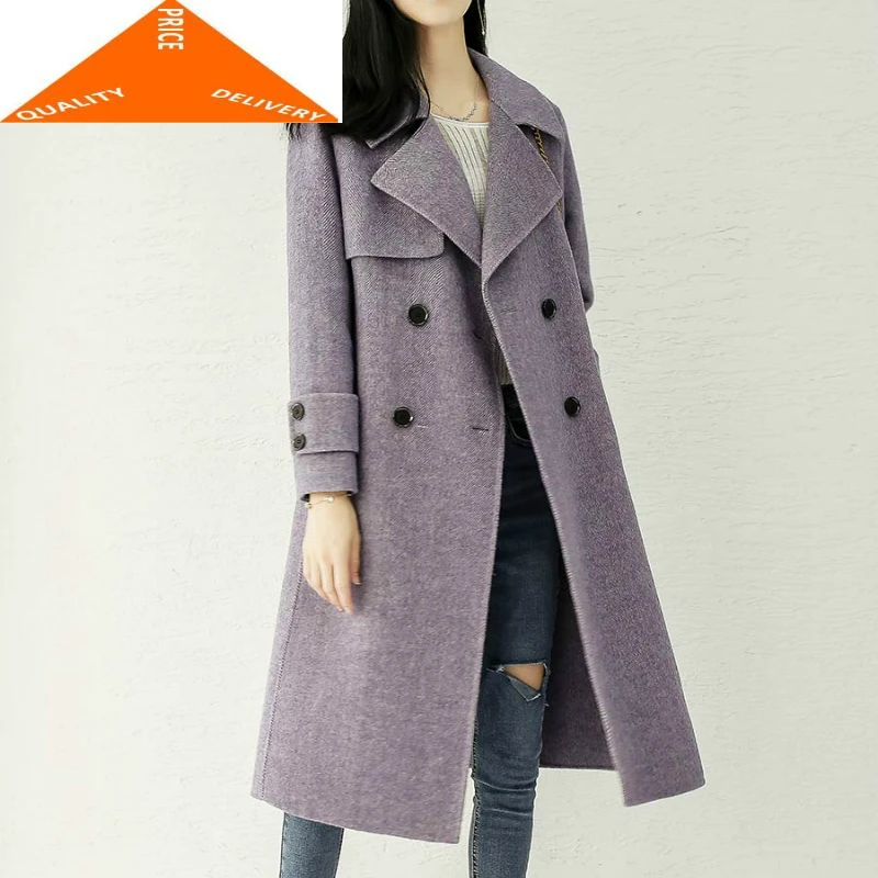 Winter Woman Coats Long Wool Coat Female Autumn Spring Woolen Overcoat Double Breasted Jackets Elegant Clothes LWL9328 | Женская одежда