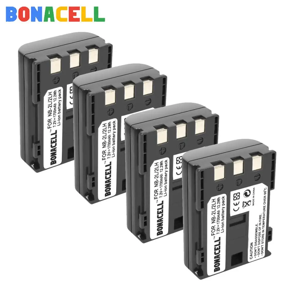 Bonacell 1.7Ah NB-2L NB-2LH батарея + ЖК-зарядное устройство для цифровой камеры Canon EOS 400D S80 S70