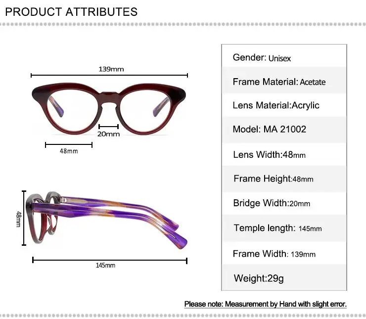 

Vintage Acetate Glasses Unisex Full Rim Prescription Lens Opical Eyewear Goggle Anti-reflective Presbyopia Reading Eyeglasses