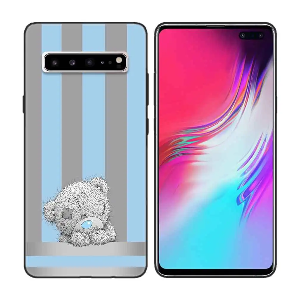Черный мягкий силиконовый чехол-накладка для samsung Galaxy S7 S8 S9 S10 5G S10E J4 J6 J8 M20 Note 8 9 Edge Plus Cas потрёпанный плюшевый медвежонок
