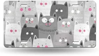 yunsu hipster cartoon cute cat kitten gray license platecar decor personalise tagnovelty car front license plate metal