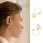 1 шт., блестящие золотистые серьги-кольца с листьями на гусеничном ходу