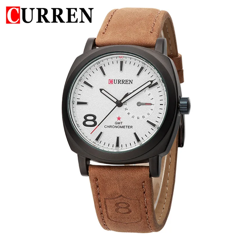 

CURREN Brand Hot Sport Watches Men Wristwatches Quartz Reloj Climbing Wrist Watch Leather Strap Clock Male Watches