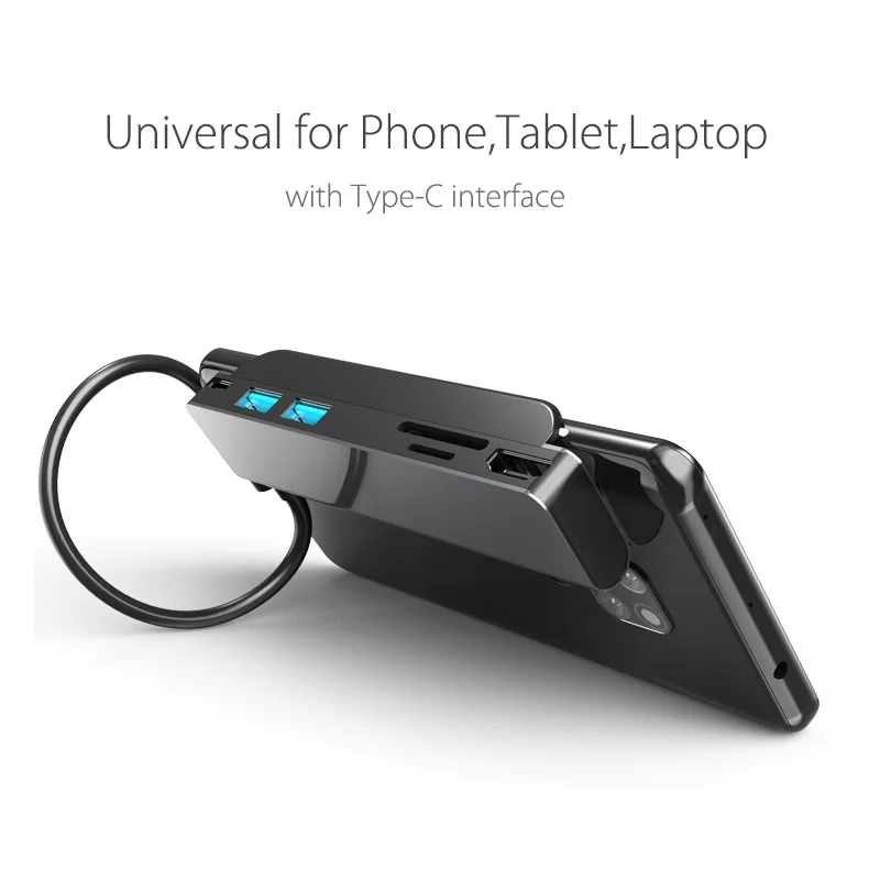 Концентратор 6 в 1 Type-C USB-C адаптер для планшета мобильный телефон Surface Pro Go Book