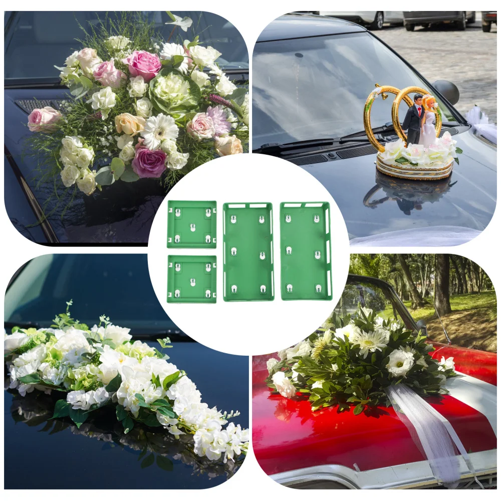 

4pcs Rectangular Quadrangle Floral Disc With Sucker Wedding Car Decoration