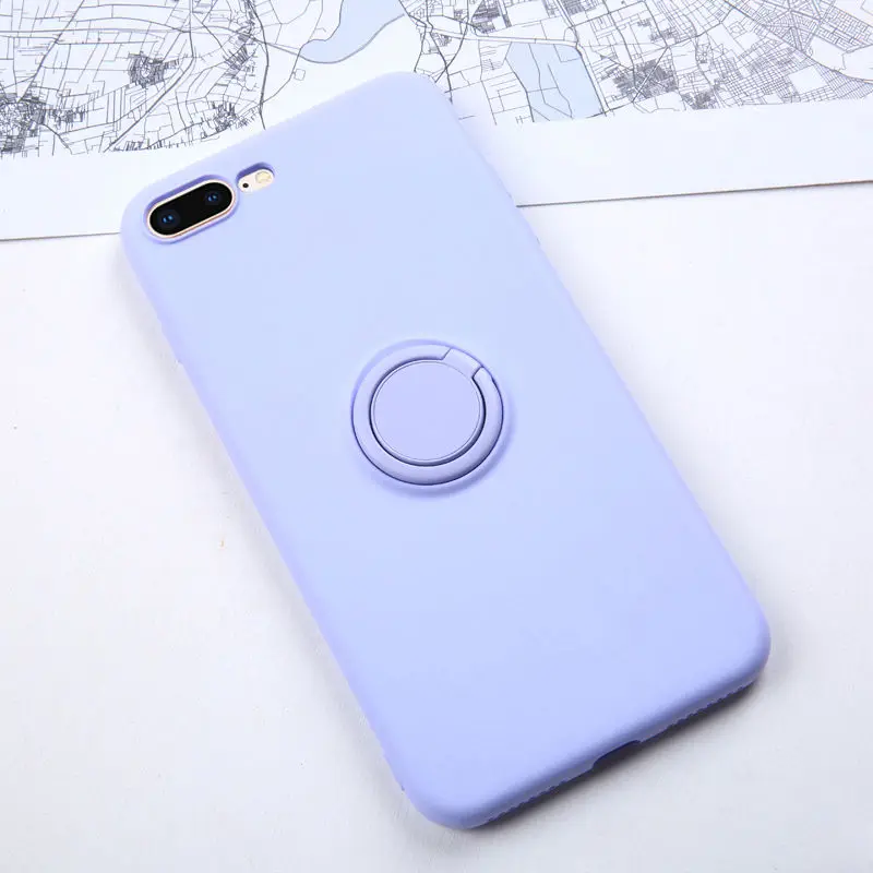 Purple Мягкий силиконовый чехол для iPhone XR 11 Pro 6S XS Max XS X R 7 8 6 кольцо держатель подставка противоударный силиконовый чехол для iPhone iPhone11 - Цвет: Purple